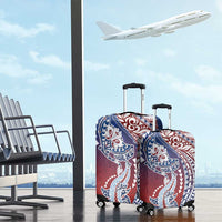 Hawaiian Manta Ray and Hammerhead Shark Tribal Tattoo Luggage Cover with Polynesian Tribal Pattern Hawaii Flag Color