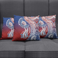 Hawaiian Manta Ray and Hammerhead Shark Tribal Tattoo Pillow Cover with Polynesian Tribal Pattern Hawaii Flag Color