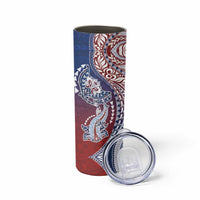 Hawaiian Manta Ray and Hammerhead Shark Tribal Tattoo Skinny Tumbler with Polynesian Tribal Pattern Hawaii Flag Color LT03 - Polynesian Pride