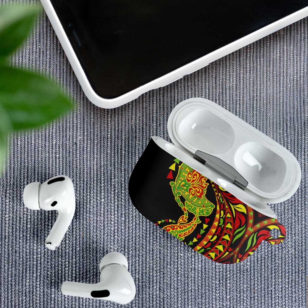 Hawaiian Manta Ray and Hammerhead Shark Tribal Tattoo AirPods Case with Polynesian Tribal Pattern Kanaka Maoli Flag Color LT03 - Polynesian Pride