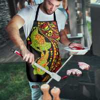 Hawaiian Manta Ray and Hammerhead Shark Tribal Tattoo Apron with Polynesian Tribal Pattern Kanaka Maoli Flag Color