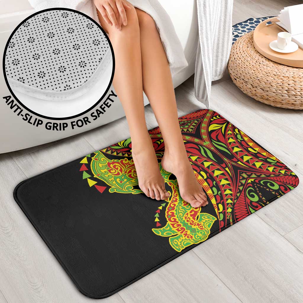 Hawaiian Manta Ray and Hammerhead Shark Tribal Tattoo Bathroom Set with Polynesian Tribal Pattern Kanaka Maoli Flag Color
