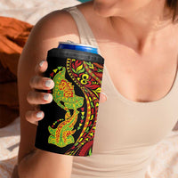 Hawaiian Manta Ray and Hammerhead Shark Tribal Tattoo 4 in 1 Can Cooler Tumbler with Polynesian Tribal Pattern Kanaka Maoli Flag Color LT03 - Polynesian Pride