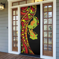 Hawaiian Manta Ray and Hammerhead Shark Tribal Tattoo Door Cover with Polynesian Tribal Pattern Kanaka Maoli Flag Color LT03 - Polynesian Pride