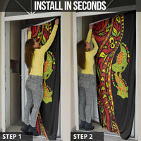 Hawaiian Manta Ray and Hammerhead Shark Tribal Tattoo Door Cover with Polynesian Tribal Pattern Kanaka Maoli Flag Color LT03 - Polynesian Pride