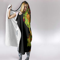 Hawaiian Manta Ray and Hammerhead Shark Tribal Tattoo Hooded Blanket with Polynesian Tribal Pattern Kanaka Maoli Flag Color LT03 - Polynesian Pride