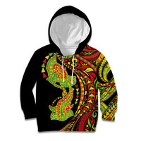 Hawaiian Manta Ray and Hammerhead Shark Tribal Tattoo Kid Hoodie with Polynesian Tribal Pattern Kanaka Maoli Flag Color LT03 Hoodie Multicolor - Polynesian Pride
