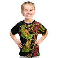 Hawaiian Manta Ray and Hammerhead Shark Tribal Tattoo Kid T Shirt with Polynesian Tribal Pattern Kanaka Maoli Flag Color LT03 Multicolor - Polynesian Pride