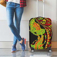 Hawaiian Manta Ray and Hammerhead Shark Tribal Tattoo Luggage Cover with Polynesian Tribal Pattern Kanaka Maoli Flag Color LT03 - Polynesian Pride