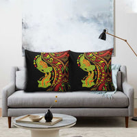 Hawaiian Manta Ray and Hammerhead Shark Tribal Tattoo Pillow Cover with Polynesian Tribal Pattern Kanaka Maoli Flag Color LT03 - Polynesian Pride