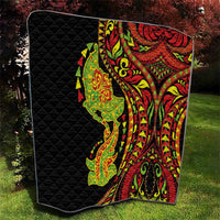 Hawaiian Manta Ray and Hammerhead Shark Tribal Tattoo Quilt with Polynesian Tribal Pattern Kanaka Maoli Flag Color
