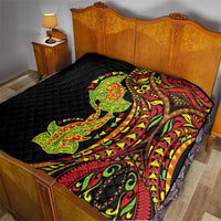 Hawaiian Manta Ray and Hammerhead Shark Tribal Tattoo Quilt with Polynesian Tribal Pattern Kanaka Maoli Flag Color