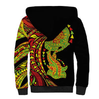 Hawaiian Manta Ray and Hammerhead Shark Tribal Tattoo Sherpa Hoodie with Polynesian Tribal Pattern Kanaka Maoli Flag Color LT03 - Polynesian Pride