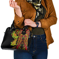 Hawaiian Manta Ray and Hammerhead Shark Tribal Tattoo Shoulder Handbag with Polynesian Tribal Pattern Kanaka Maoli Flag Color