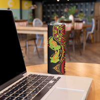 Hawaiian Manta Ray and Hammerhead Shark Tribal Tattoo Skinny Tumbler with Polynesian Tribal Pattern Kanaka Maoli Flag Color LT03 - Polynesian Pride
