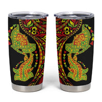 Hawaiian Manta Ray and Hammerhead Shark Tribal Tattoo Tumbler Cup with Polynesian Tribal Pattern Kanaka Maoli Flag Color LT03 Multicolor - Polynesian Pride