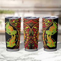 Hawaiian Manta Ray and Hammerhead Shark Tribal Tattoo Tumbler Cup with Polynesian Tribal Pattern Kanaka Maoli Flag Color LT03 - Polynesian Pride