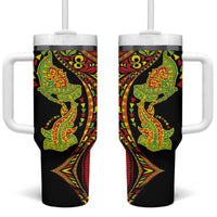 Hawaiian Manta Ray and Hammerhead Shark Tribal Tattoo Tumbler With Handle with Polynesian Tribal Pattern Kanaka Maoli Flag Color LT03 One Size: 40 oz Multicolor - Polynesian Pride