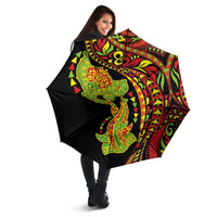 Hawaiian Manta Ray and Hammerhead Shark Tribal Tattoo Umbrella with Polynesian Tribal Pattern Kanaka Maoli Flag Color