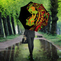 Hawaiian Manta Ray and Hammerhead Shark Tribal Tattoo Umbrella with Polynesian Tribal Pattern Kanaka Maoli Flag Color