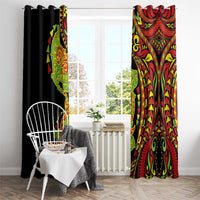 Hawaiian Manta Ray and Hammerhead Shark Tribal Tattoo Window Curtain with Polynesian Tribal Pattern Kanaka Maoli Flag Color