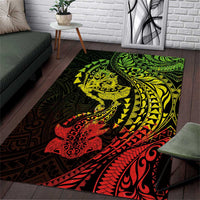 Hawaiian Manta Ray and Hammerhead Shark Tribal Tattoo Area Rug with Polynesian Tribal Pattern Reggae Style