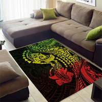 Hawaiian Manta Ray and Hammerhead Shark Tribal Tattoo Area Rug with Polynesian Tribal Pattern Reggae Style