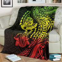Hawaiian Manta Ray and Hammerhead Shark Tribal Tattoo Blanket with Polynesian Tribal Pattern Reggae Style