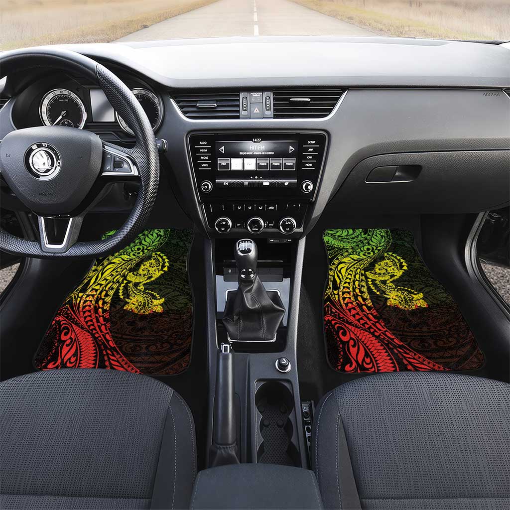 Hawaiian Manta Ray and Hammerhead Shark Tribal Tattoo Car Mats with Polynesian Tribal Pattern Reggae Style