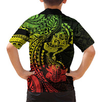 Hawaiian Manta Ray and Hammerhead Shark Tribal Tattoo Family Matching Mermaid Dress and Hawaiian Shirt with Polynesian Tribal Pattern Reggae Style LT03 - Polynesian Pride