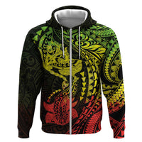 Hawaiian Manta Ray and Hammerhead Shark Tribal Tattoo Hoodie with Polynesian Tribal Pattern Reggae Style