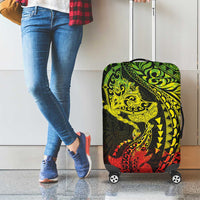 Hawaiian Manta Ray and Hammerhead Shark Tribal Tattoo Luggage Cover with Polynesian Tribal Pattern Reggae Style