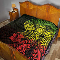 Hawaiian Manta Ray and Hammerhead Shark Tribal Tattoo Quilt with Polynesian Tribal Pattern Reggae Style
