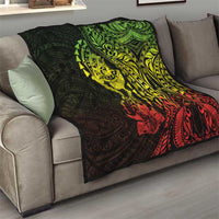 Hawaiian Manta Ray and Hammerhead Shark Tribal Tattoo Quilt with Polynesian Tribal Pattern Reggae Style