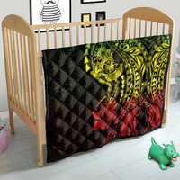 Hawaiian Manta Ray and Hammerhead Shark Tribal Tattoo Quilt with Polynesian Tribal Pattern Reggae Style