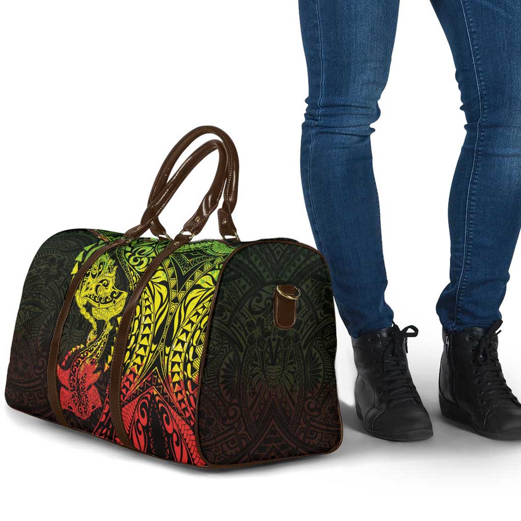 Hawaiian Manta Ray and Hammerhead Shark Tribal Tattoo Travel Bag with Polynesian Tribal Pattern Reggae Style
