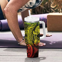 Hawaiian Manta Ray and Hammerhead Shark Tribal Tattoo Tumbler With Handle with Polynesian Tribal Pattern Reggae Style