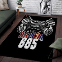Super Samoa-Six Eight Five to The World Area Rug Traditional Samoan Tattoo Black Color
