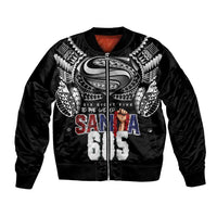 Super Samoa-Six Eight Five to The World Bomber Jacket Traditional Samoan Tattoo Black Color
