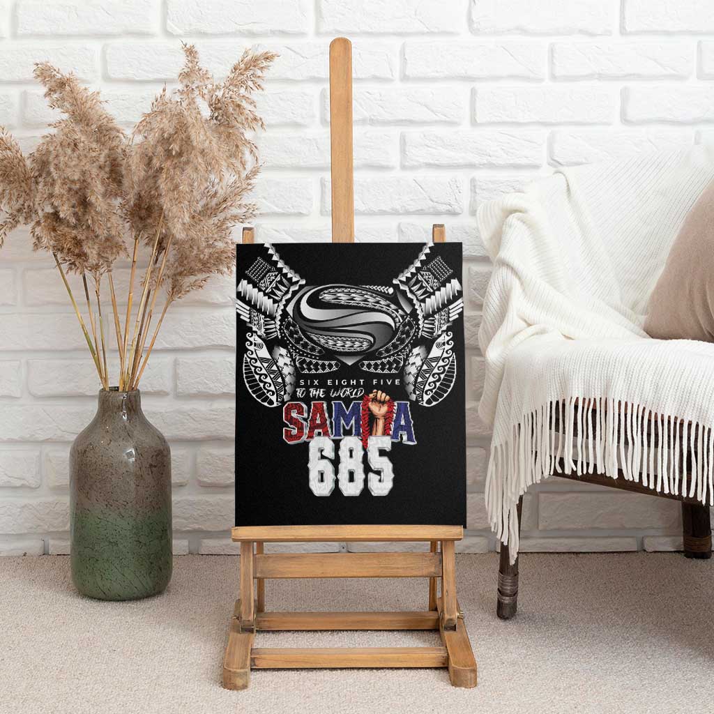 Super Samoa-Six Eight Five to The World Canvas Wall Art Traditional Samoan Tattoo Black Color