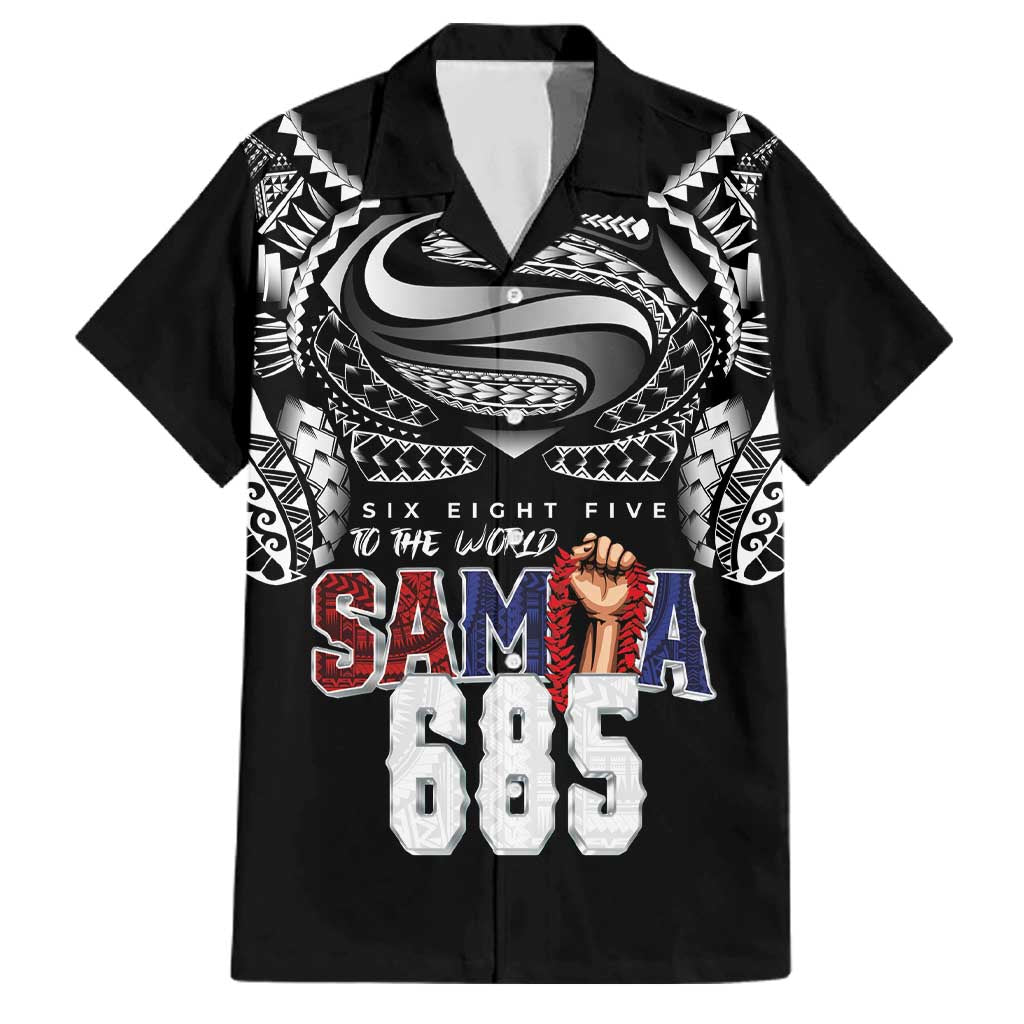 Super Samoa-Six Eight Five to The World Family Matching Long Sleeve Bodycon Dress and Hawaiian Shirt Traditional Samoan Tattoo Black Color LT03 Dad's Shirt - Short Sleeve Black - Polynesian Pride