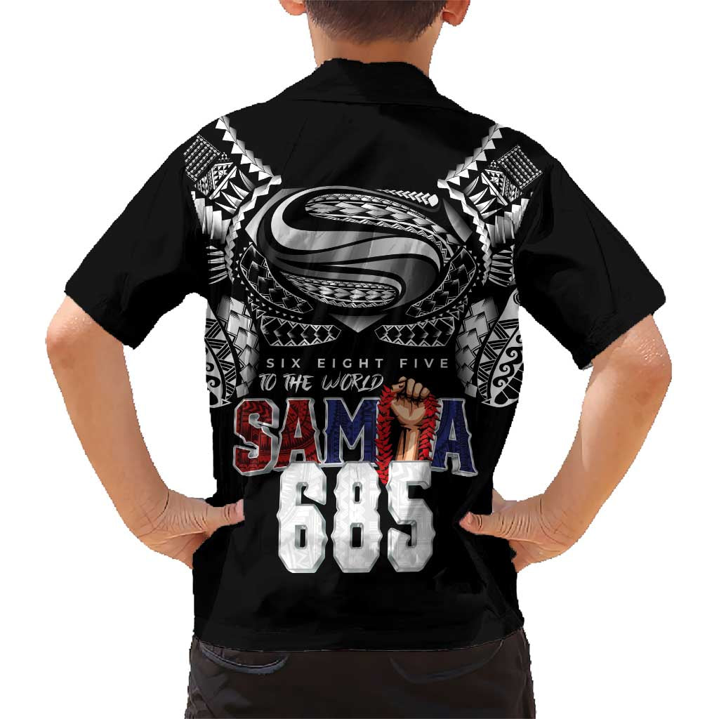 Super Samoa-Six Eight Five to The World Family Matching Off Shoulder Short Dress and Hawaiian Shirt Traditional Samoan Tattoo Black Color LT03 - Polynesian Pride