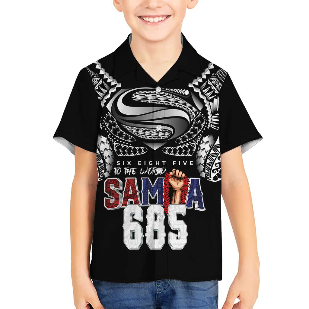 Super Samoa-Six Eight Five to The World Family Matching Short Sleeve Bodycon Dress and Hawaiian Shirt Traditional Samoan Tattoo Black Color LT03 Son's Shirt Black - Polynesian Pride