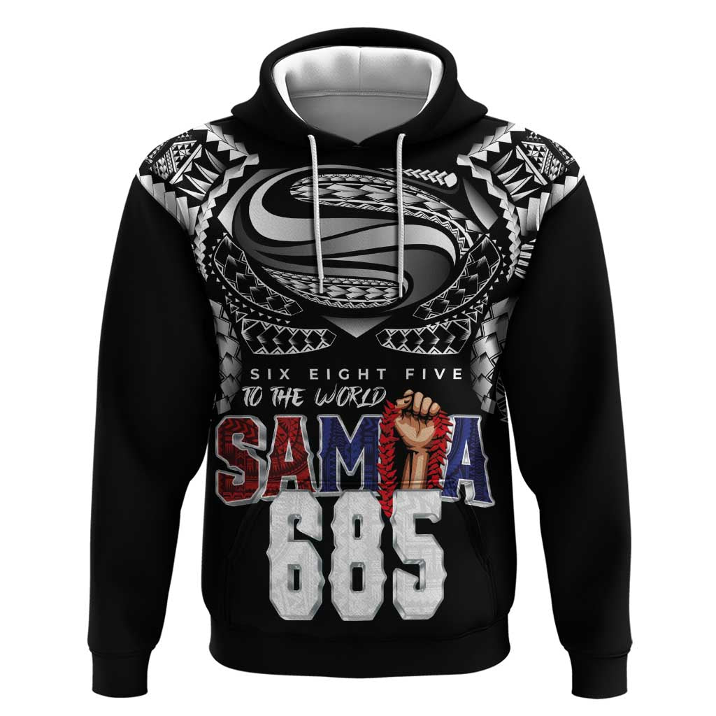 Super Samoa-Six Eight Five to The World Hoodie Traditional Samoan Tattoo Black Color