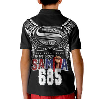 Super Samoa-Six Eight Five to The World Kid Polo Shirt Traditional Samoan Tattoo Black Color
