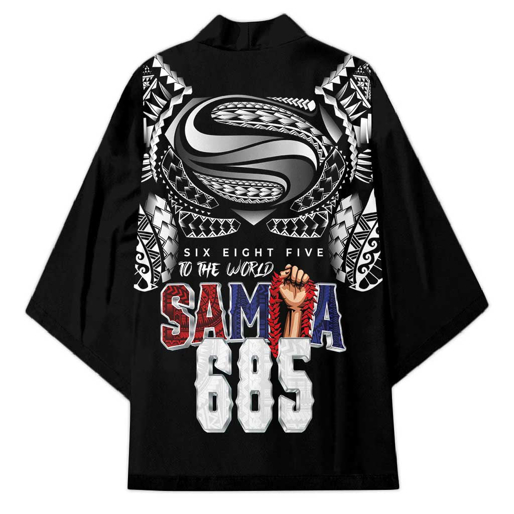 Super Samoa-Six Eight Five to The World Kimono Traditional Samoan Tattoo Black Color