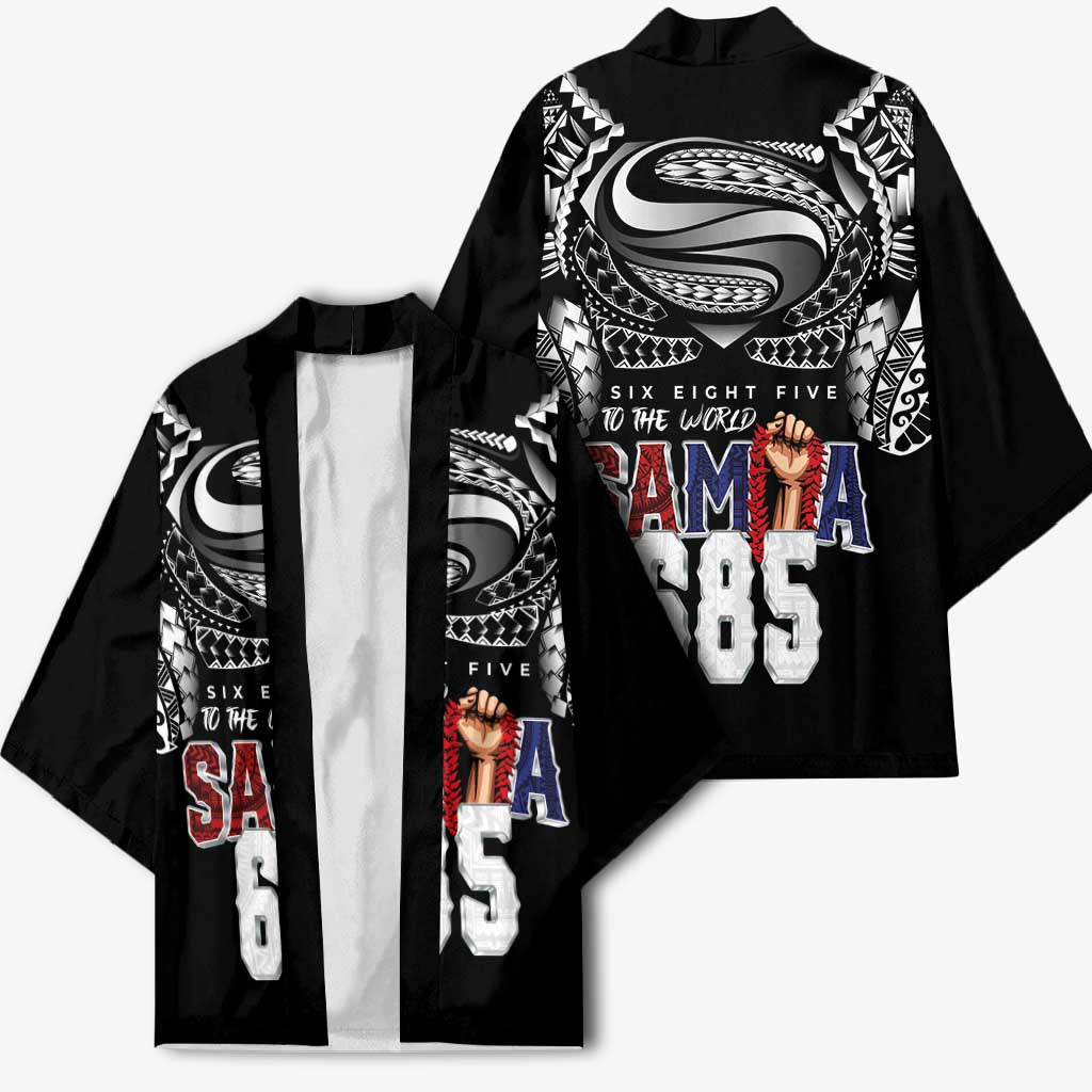 Super Samoa-Six Eight Five to The World Kimono Traditional Samoan Tattoo Black Color