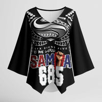 Super Samoa-Six Eight Five to The World Kimono Sleeve Blouse Traditional Samoan Tattoo Black Color