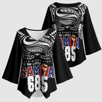 Super Samoa-Six Eight Five to The World Kimono Sleeve Blouse Traditional Samoan Tattoo Black Color