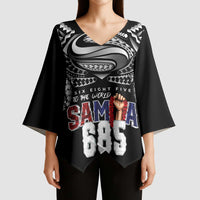 Super Samoa-Six Eight Five to The World Kimono Sleeve Blouse Traditional Samoan Tattoo Black Color